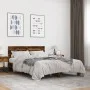 Engineered wood bed frame metal smoked oak 120x200cm by vidaXL, Beds and slatted bases - Ref: Foro24-3280154, Price: 134,20 €...