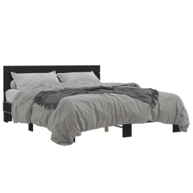 Estructura de cama madera de ingeniería y metal negro 150x200cm de vidaXL, Camas y somieres - Ref: Foro24-3280142, Precio: 14...