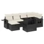 7-teiliges Gartensofa-Set mit schwarzen synthetischen Rattankissen von vidaXL, Gartensets - Ref: Foro24-3274976, Preis: 472,8...