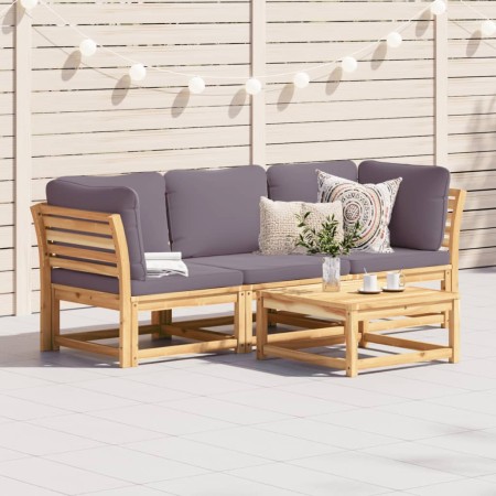 Set de muebles para jardín 3 piezas con cojines madera acacia