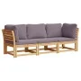 Set de muebles para jardín 3 piezas con cojines madera acacia de vidaXL, Sofás modulares de exterior - Ref: Foro24-3214314, P...