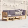3-teiliges Gartenmöbel-Set mit Kissen aus Akazienholz von vidaXL, Modulare Sofas für den Außenbereich - Ref: Foro24-3214314, ...
