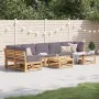 8-teiliges Gartenmöbel-Set mit Kissen aus massivem Akazienholz von vidaXL, Modulare Sofas für den Außenbereich - Ref: Foro24-...