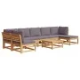 8-piece garden furniture set with solid acacia wood cushions by vidaXL, Modular outdoor sofas - Ref: Foro24-3214328, Price: 9...