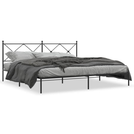 Estructura de cama con cabecero metal negro 193x203 cm de vidaXL, Camas y somieres - Ref: Foro24-376508, Precio: 124,35 €, De...