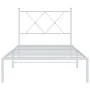 Bettgestell aus Metall mit weißem Kopfteil 90x190 cm von vidaXL, Betten und Lattenroste - Ref: Foro24-376543, Preis: 72,25 €,...