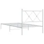 Bettgestell aus Metall mit weißem Kopfteil 90x190 cm von vidaXL, Betten und Lattenroste - Ref: Foro24-376543, Preis: 72,25 €,...