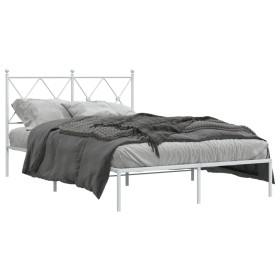 Metal bed frame with white headboard 120x190 cm by vidaXL, Beds and slatted bases - Ref: Foro24-376548, Price: 107,16 €, Disc...