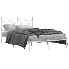 Metal bed frame with white headboard 120x190 cm by vidaXL, Beds and slatted bases - Ref: Foro24-376548, Price: 105,45 €, Disc...