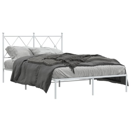 Bettgestell aus Metall mit weißem Kopfteil 120x190 cm von vidaXL, Betten und Lattenroste - Ref: Foro24-376548, Preis: 107,16 ...