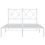 Metal bed frame with white headboard 120x190 cm by vidaXL, Beds and slatted bases - Ref: Foro24-376548, Price: 105,45 €, Disc...