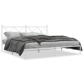 Bettgestell aus Metall mit weißem Kopfteil 180x200 cm von vidaXL, Betten und Lattenroste - Ref: Foro24-376555, Preis: 122,09 ...