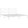 Estructura de cama de metal con cabecero blanco 180x200 cm de vidaXL, Camas y somieres - Ref: Foro24-376555, Precio: 120,12 €...