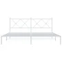 Estructura de cama de metal con cabecero blanco 180x200 cm de vidaXL, Camas y somieres - Ref: Foro24-376555, Precio: 120,12 €...
