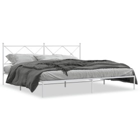 Estructura de cama de metal con cabecero blanco 193x203 cm