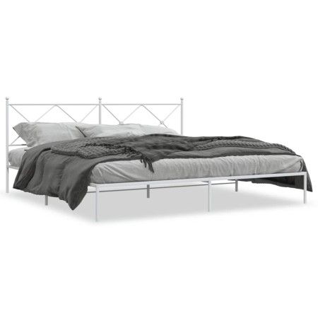 Estructura de cama de metal con cabecero blanco 193x203 cm de vidaXL, Camas y somieres - Ref: Foro24-376557, Precio: 124,35 €