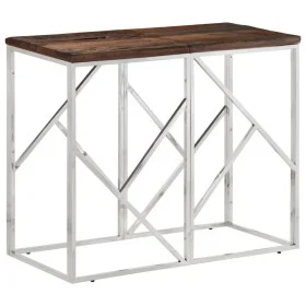 Console table stainless steel solid wood silver by vidaXL, Side tables - Ref: Foro24-349989, Price: 92,64 €, Discount: %