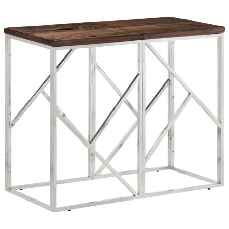 Console table stainless steel solid wood silver by vidaXL, Side tables - Ref: Foro24-349989, Price: 92,63 €, Discount: %