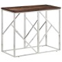 Mesa consola acero inoxidable madera maciza traviesa plateado de vidaXL, Mesas auxiliares - Ref: Foro24-349989, Precio: 93,44...
