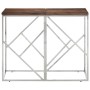 Mesa consola acero inoxidable madera maciza traviesa plateado de vidaXL, Mesas auxiliares - Ref: Foro24-349989, Precio: 93,44...