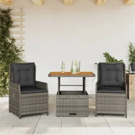 Garden chairs and table with cushions 3 pieces gray PE rattan by vidaXL, Garden sets - Ref: Foro24-3262768, Price: 400,95 €, ...