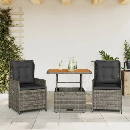 Garden chairs and table with cushions 3 pieces gray PE rattan by vidaXL, Garden sets - Ref: Foro24-3262768, Price: 400,95 €, ...