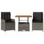 Garden chairs and table with cushions 3 pieces gray PE rattan by vidaXL, Garden sets - Ref: Foro24-3262768, Price: 400,95 €, ...
