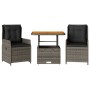 Gartenstühle und Tisch mit Kissen 3 Stück graues PE-Rattan von vidaXL, Gartensets - Ref: Foro24-3262768, Preis: 409,20 €, Rab...