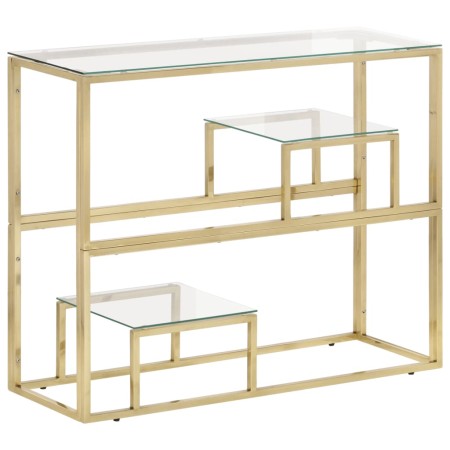 Goldene Edelstahl-Konsolentisch mit gehärtetem Glasplatte. von vidaXL, Seitentische - Ref: Foro24-350010, Preis: 151,69 €, Ra...