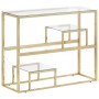 Goldene Edelstahl-Konsolentisch mit gehärtetem Glasplatte. von vidaXL, Seitentische - Ref: Foro24-350010, Preis: 151,69 €, Ra...