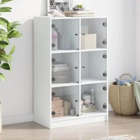 Aparador alto con puertas madera ingeniería blanco 68x37x109 cm de vidaXL, Aparadores - Ref: Foro24-3295850, Precio: 115,17 €...