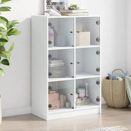 Tall sideboard with white engineered wood doors 68x37x109 cm by vidaXL, Sideboards - Ref: Foro24-3295850, Price: 115,18 €, Di...