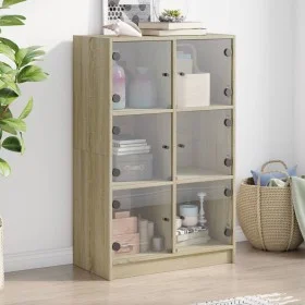 Aparador alto con puertas madera roble Sonoma 68x37x109 cm de vidaXL, Aparadores - Ref: Foro24-3295852, Precio: 112,20 €, Des...