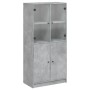 Aparador alto con puertas madera gris hormigón 68x37x142 cm