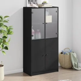 Tall sideboard with black engineered wood doors 68x37x142 cm by vidaXL, Sideboards - Ref: Foro24-3295865, Price: 128,73 €, Di...