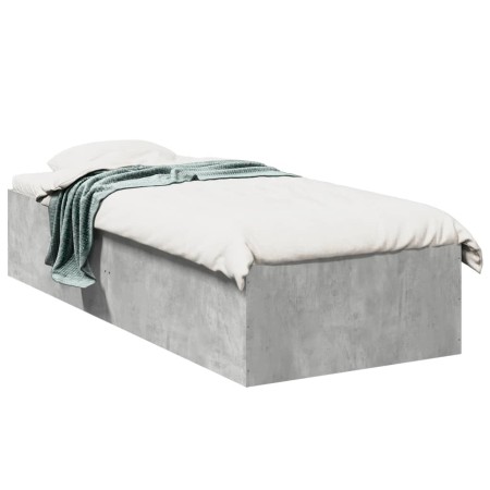 Betongrauer Bettrahmen aus Holzwerkstoff, 75 x 190 cm von vidaXL, Betten und Lattenroste - Ref: Foro24-841989, Preis: 77,40 €...