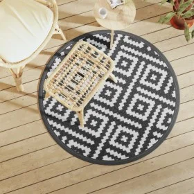 Black and white PP outdoor rug Ø120 cm by vidaXL, Outdoor protectors - Ref: Foro24-368578, Price: 22,52 €, Discount: %