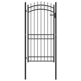 Puerta de valla con picos acero negro 100x200 cm