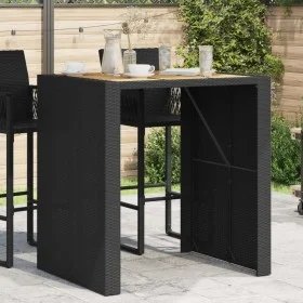 Hoher Gartentisch mit Oberfläche aus schwarzem PE-Rattan und Holz, 105x80x110 cm. von vidaXL, Gartentische - Ref: Foro24-3686...