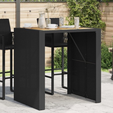 Mesa alta jardín superficie madera ratán PE negro 105x80x110 cm by vidaXL, Garden tables - Ref: Foro24-368696, Price: 196,40 ...