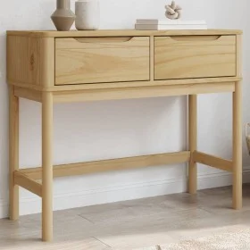 FLORO console table solid brown pine wood 89.5x36.5x73 cm by vidaXL, Side tables - Ref: Foro24-374020, Price: 98,16 €, Discou...