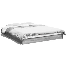 Sonoma gray engineered wood bed frame 150x200 cm by vidaXL, Beds and slatted bases - Ref: Foro24-842019, Price: 86,56 €, Disc...