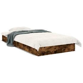 Smoked oak engineered wood bed frame 90x200 cm by vidaXL, Beds and slatted bases - Ref: Foro24-842067, Price: 66,90 €, Discou...