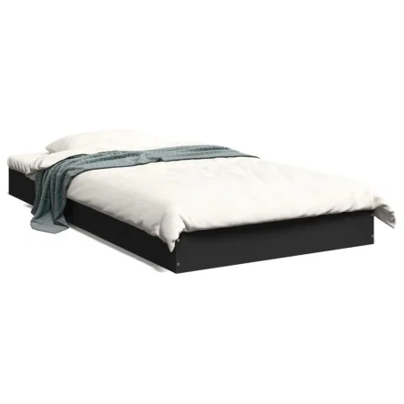 Black engineered wood bed frame 90x190 cm by vidaXL, Beds and slatted bases - Ref: Foro24-842071, Price: 62,10 €, Discount: %