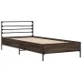 Estructura cama madera ingeniería metal marrón roble 100x200 cm de vidaXL, Camas y somieres - Ref: Foro24-845591, Precio: 79,...