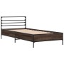 Estructura cama madera ingeniería metal marrón roble 100x200 cm de vidaXL, Camas y somieres - Ref: Foro24-845591, Precio: 80,...