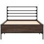 Estructura cama madera ingeniería metal marrón roble 100x200 cm de vidaXL, Camas y somieres - Ref: Foro24-845591, Precio: 79,...