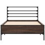 Estructura cama madera ingeniería metal marrón roble 100x200 cm de vidaXL, Camas y somieres - Ref: Foro24-845591, Precio: 80,...