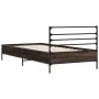 Estructura cama madera ingeniería metal marrón roble 100x200 cm de vidaXL, Camas y somieres - Ref: Foro24-845591, Precio: 79,...