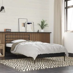 Engineered wood and black metal bed frame 100x200 cm by vidaXL, Beds and slatted bases - Ref: Foro24-845587, Price: 99,79 €, ...